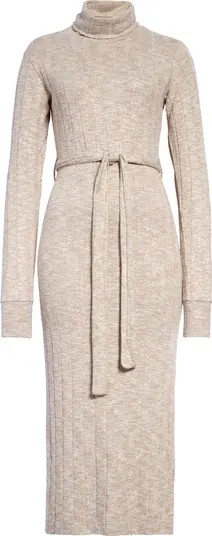 Topshop Ribbed Roll Neck Long Sleeve Midi Dress | Nordstrom | Nordstrom