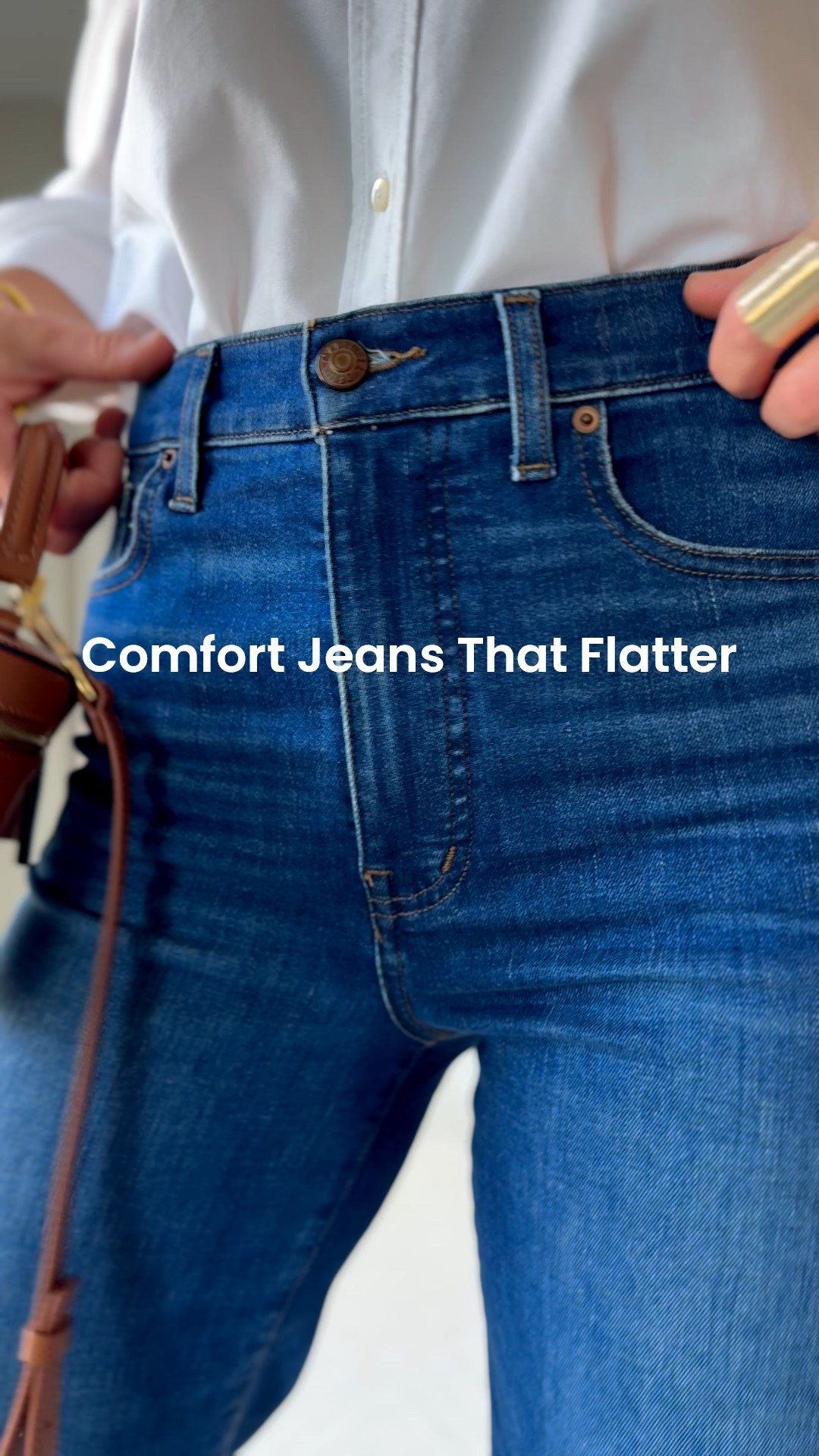 Here’s an easy way to build an outfit as we move into fall:

👖 Everyday Classic: Dark denim + crisp white shirt + brown sneakers + gold hoops = instant polish.
These amazing genes have the perfect amount of stretch that give, but don’t sag with wear. Get your true size. 

#LTKOver40 #LTKStyleTip #LTKFindsUnder100