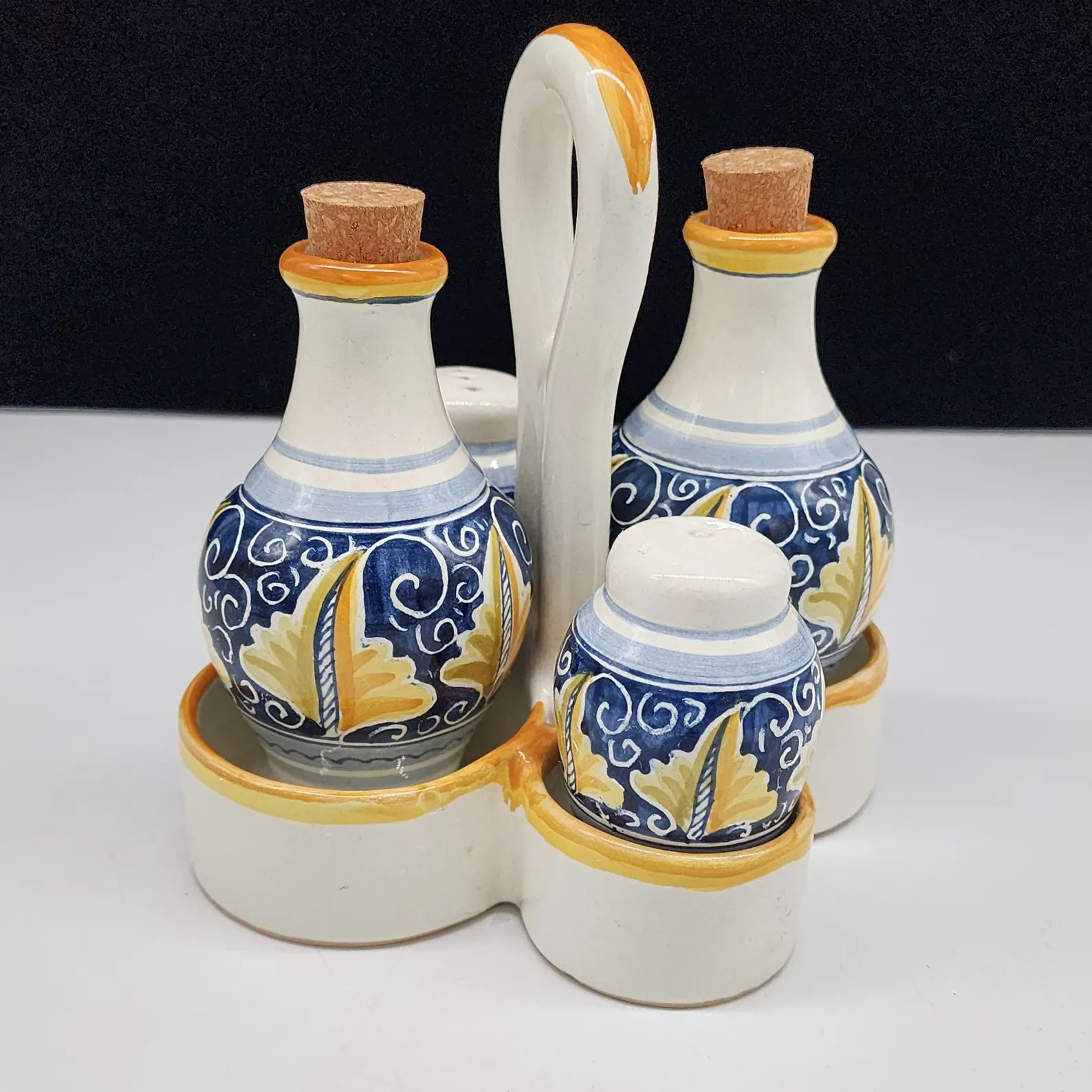 Radda Italian Ceramic Condiment Set With Oil Vinegar Salt Pepper & Caddy Signed | Etsy (Global)