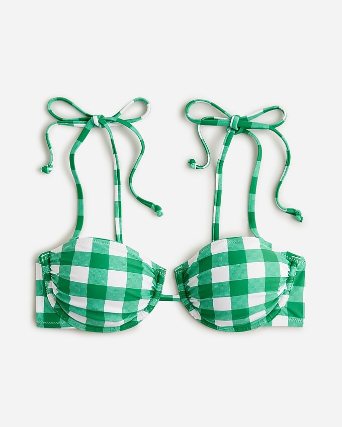 Tie-shoulder underwire bikini top in gingham | J. Crew US
