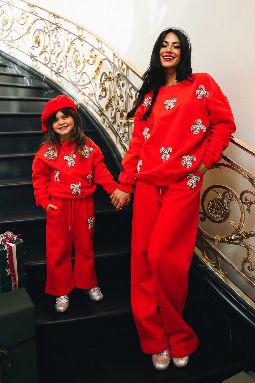 Ivy Jewel Bow Sweatpants in Red | Ivy City Co