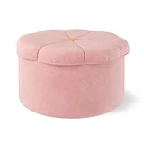 Mainstays Kids Daisy Pink Plush Fantasy Fun Ottoman with Hidden Storage | Walmart (US)