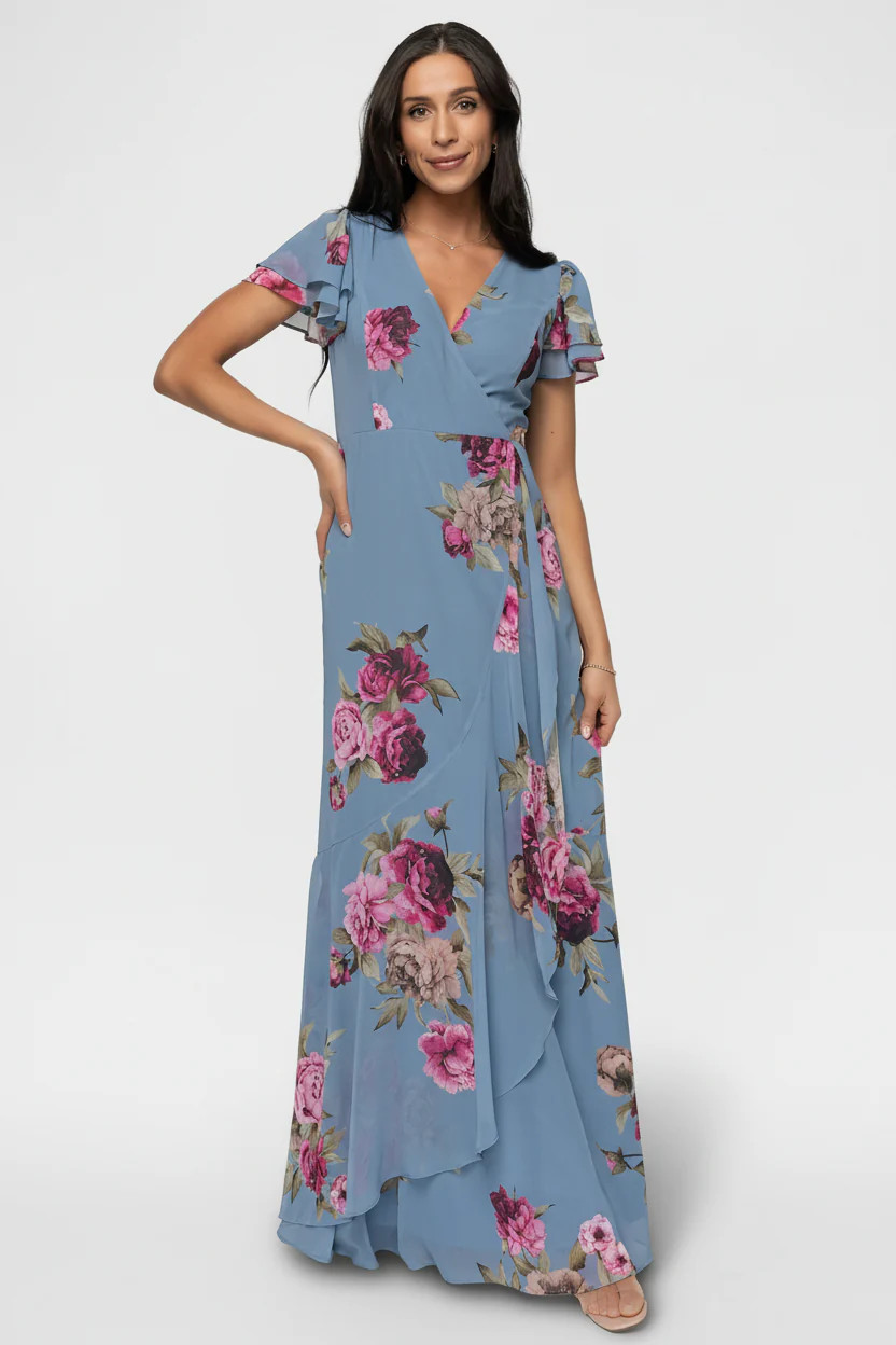 Willa Maxi Dress - Slate Blue Floral Maxi | Baltic Born | Baltic Born