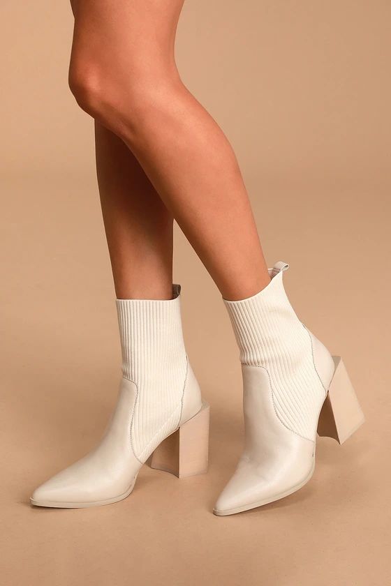 Tackle Bone Leather Pointed-Toe Sock Boots | Lulus (US)