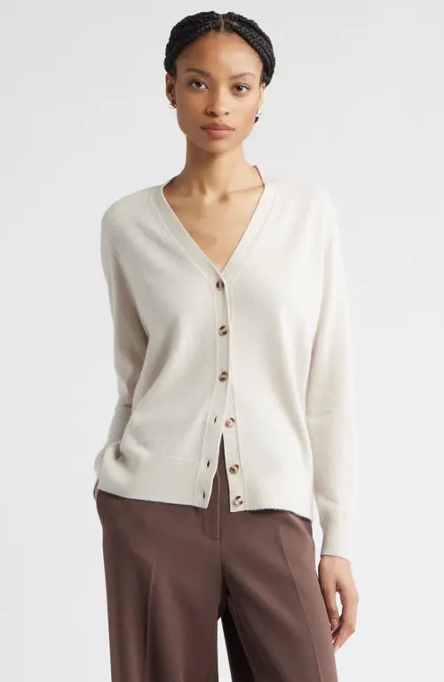 Nordstrom Cashmere V-Neck Cardigan in Ivory Sand at Nordstrom, Size X-Large | Nordstrom
