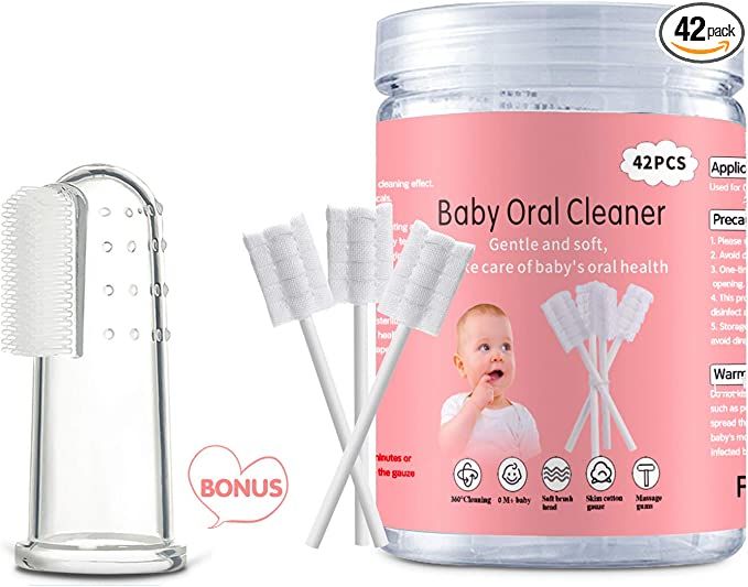 Baby Tongue Cleaner, Baby Toothbrush, 42Pcs Disposable Infant Toothbrush Clean Baby Mouth,Gauze G... | Amazon (US)