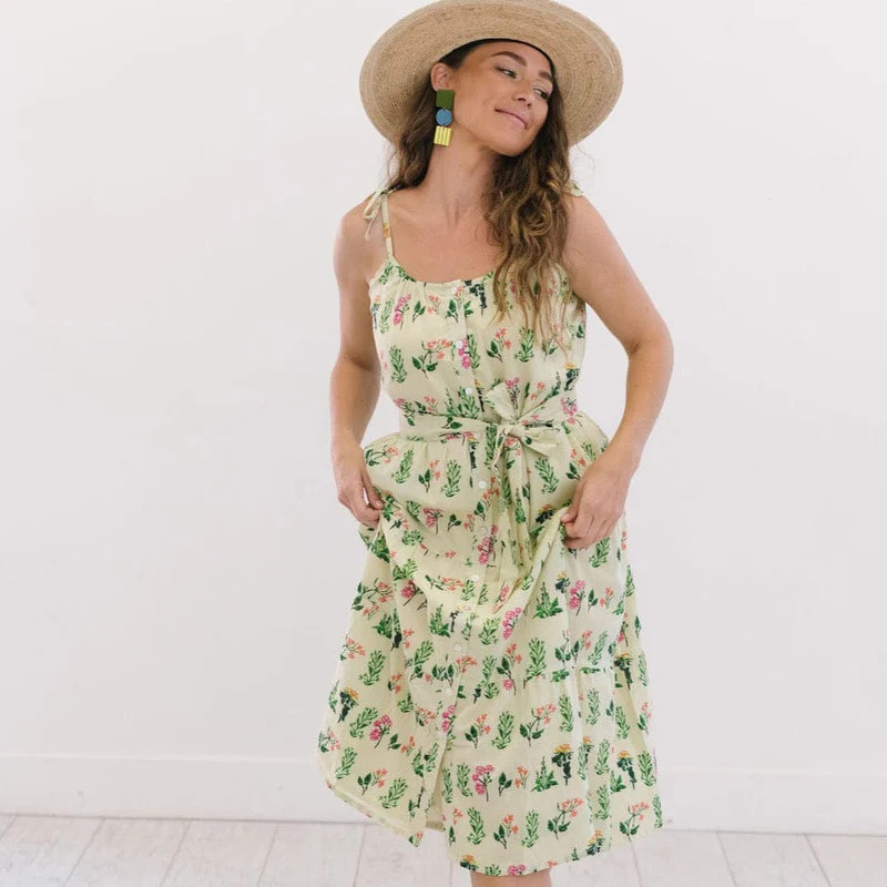 Floral Champagne Beach Dress | Sunshine Tienda