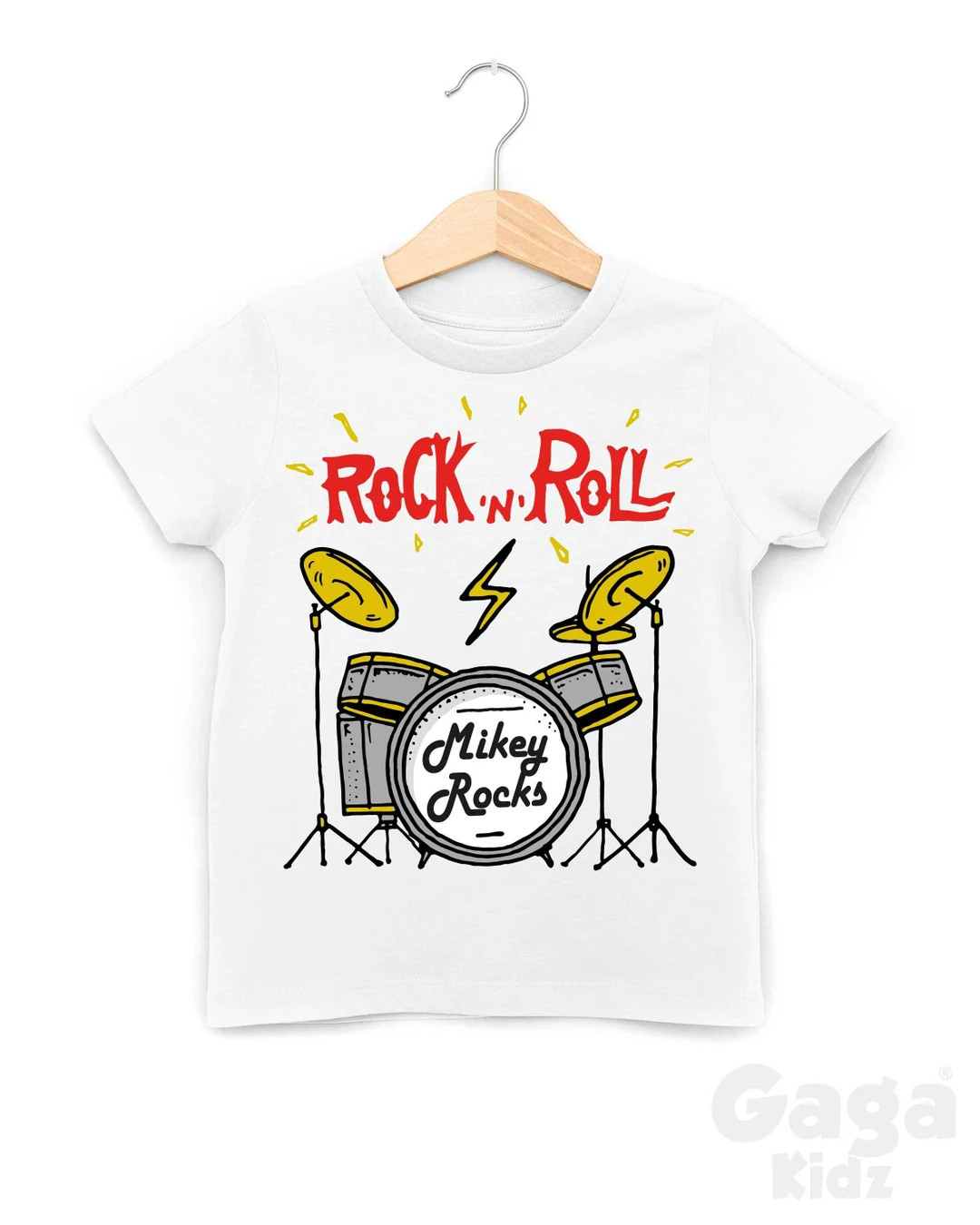Kids Custom Name Rock 'n' Roll T-Shirt, Personalised Drum Kit, Future Music Rock Star Tee, Custom... | Etsy (US)