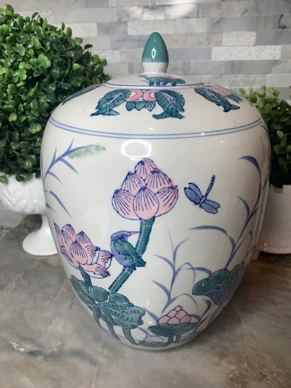 20th Century Chinoiserie Colorful Hand-painted Floral Ginger | Etsy | Etsy (US)
