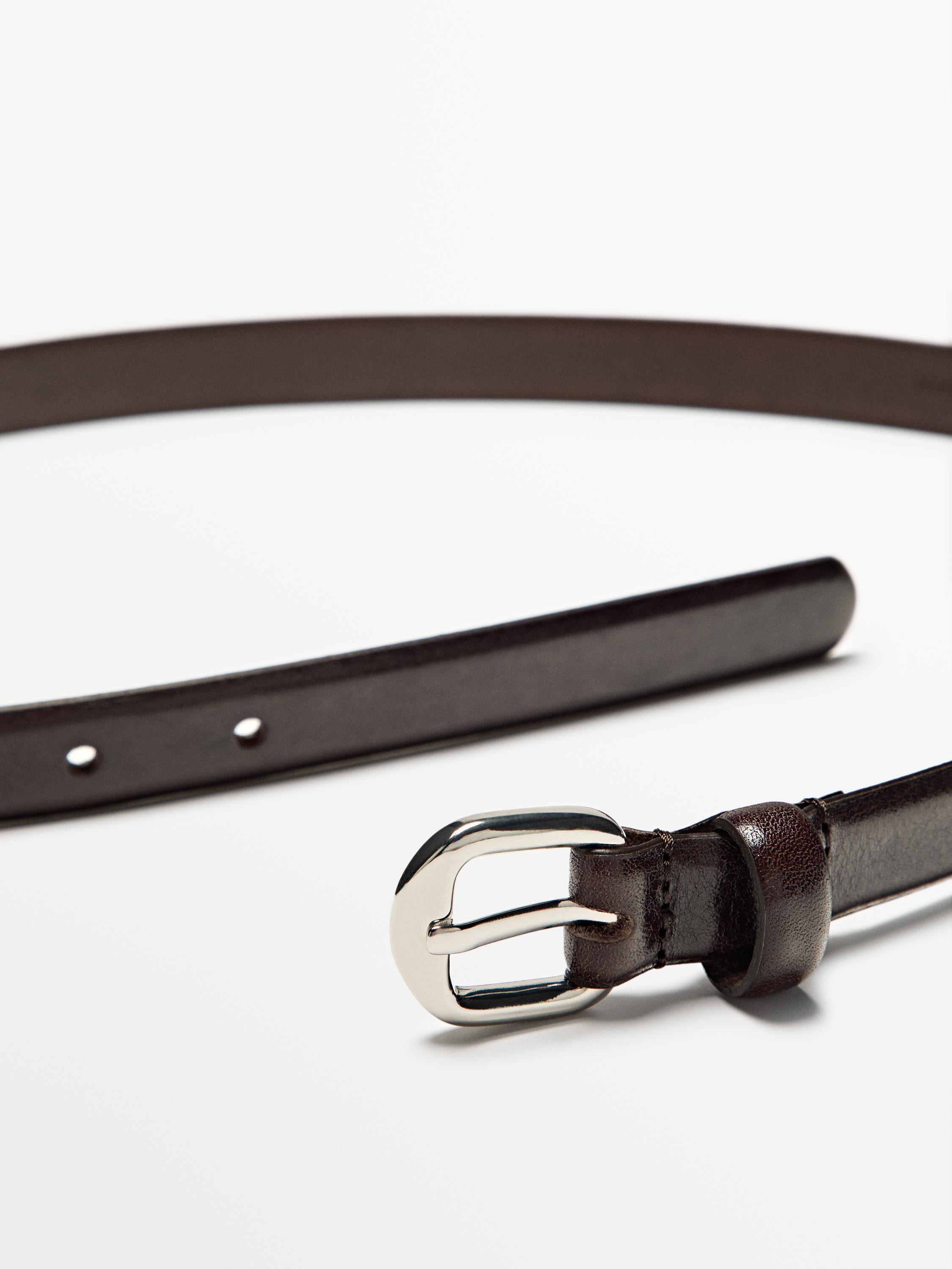 Leather belt with arched buckle | Zara US
