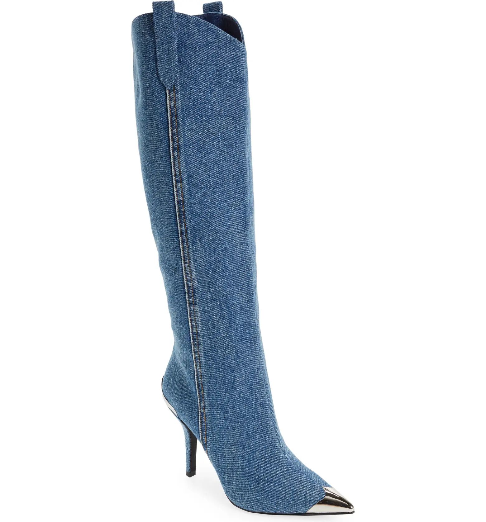 By Golly Knee High Denim Western Boot | Nordstrom