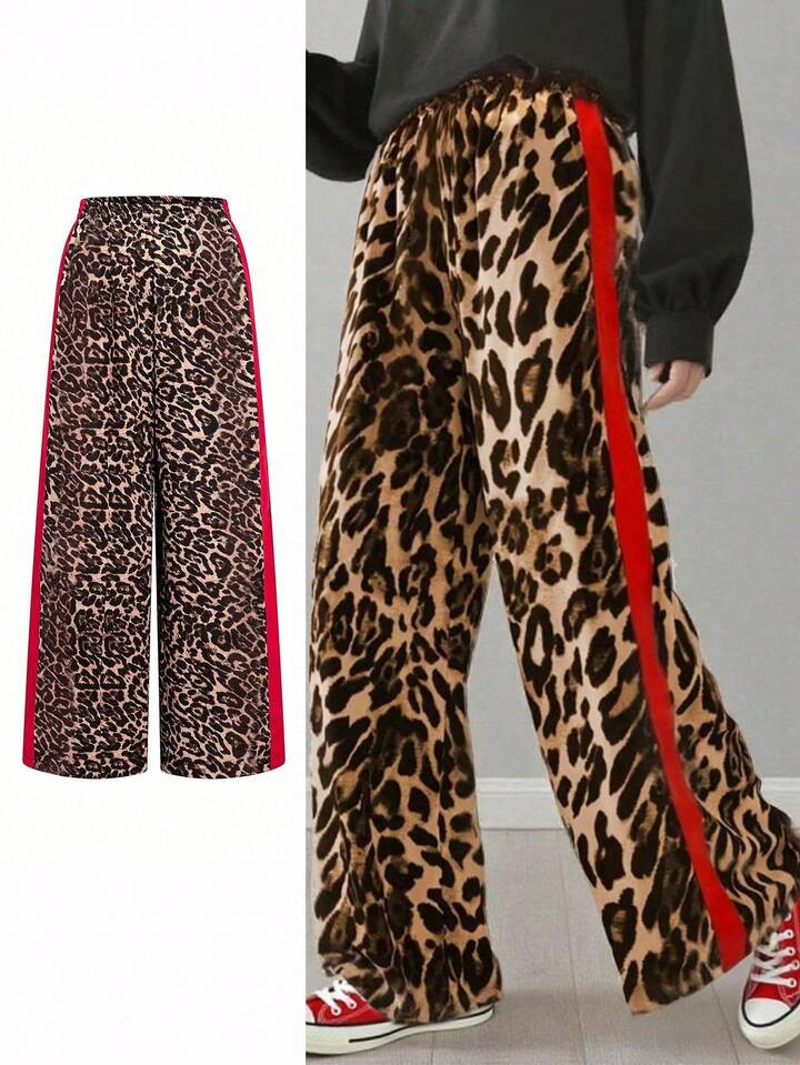 Festival Outfits For Women Rave Ready | Leopard Print Wide Leg Palazzo Pants With Pockets | Red C... | SHEIN