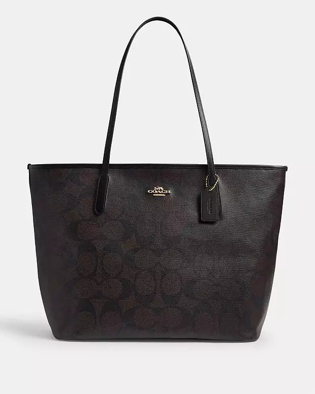Large City Tote Bag In Maxi Signature Canvas | Coach Outlet US
