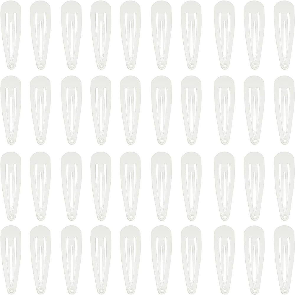 40 Counts White Color Metal Snap Hair Clips 2 Inch Barrettes for Women Accessories | Amazon (US)