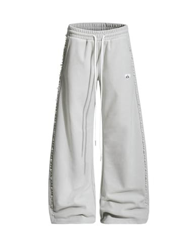 Aelfric Eden Womens Baggy Barrel Sweatpants Pearl Wide Leg Pants Unisex Elastic Waist Y2k Casual Lounge Trouser Grey | Amazon (US)