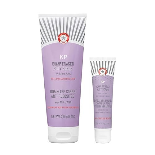 First Aid Beauty - KP Bump Eraser Body Scrub with 10% AHA, Keratosis Pilaris Skin Exfoliater with Glycolic and Lactic acids, Helps Reduce Chicken Skin Bumps, Safe for Sensitive Skin, 8 oz + Bonus, 2ct | Amazon (US)
