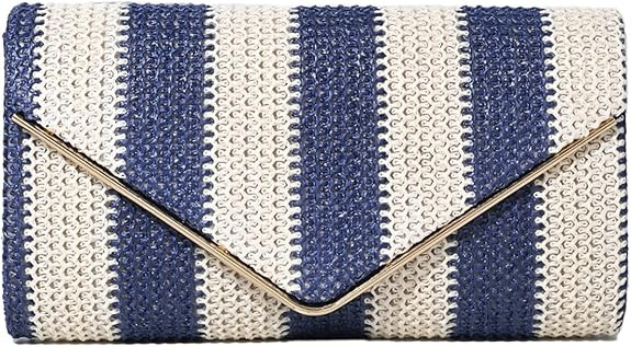 Straw Clutch Bag Women Summer Woven Handbag Striped Chain Crossbody Envelope Shoulder Boho Beach ... | Amazon (US)