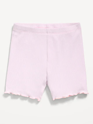 Rib-Knit Lettuce-Edge Biker Shorts for Toddler Girls | Old Navy (US)