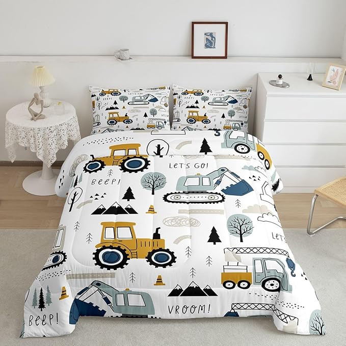 Feelyou Cartoon Car Kids Comforter Set Construction Bedding Set Decor Equipment Trucks Comforter ... | Amazon (US)