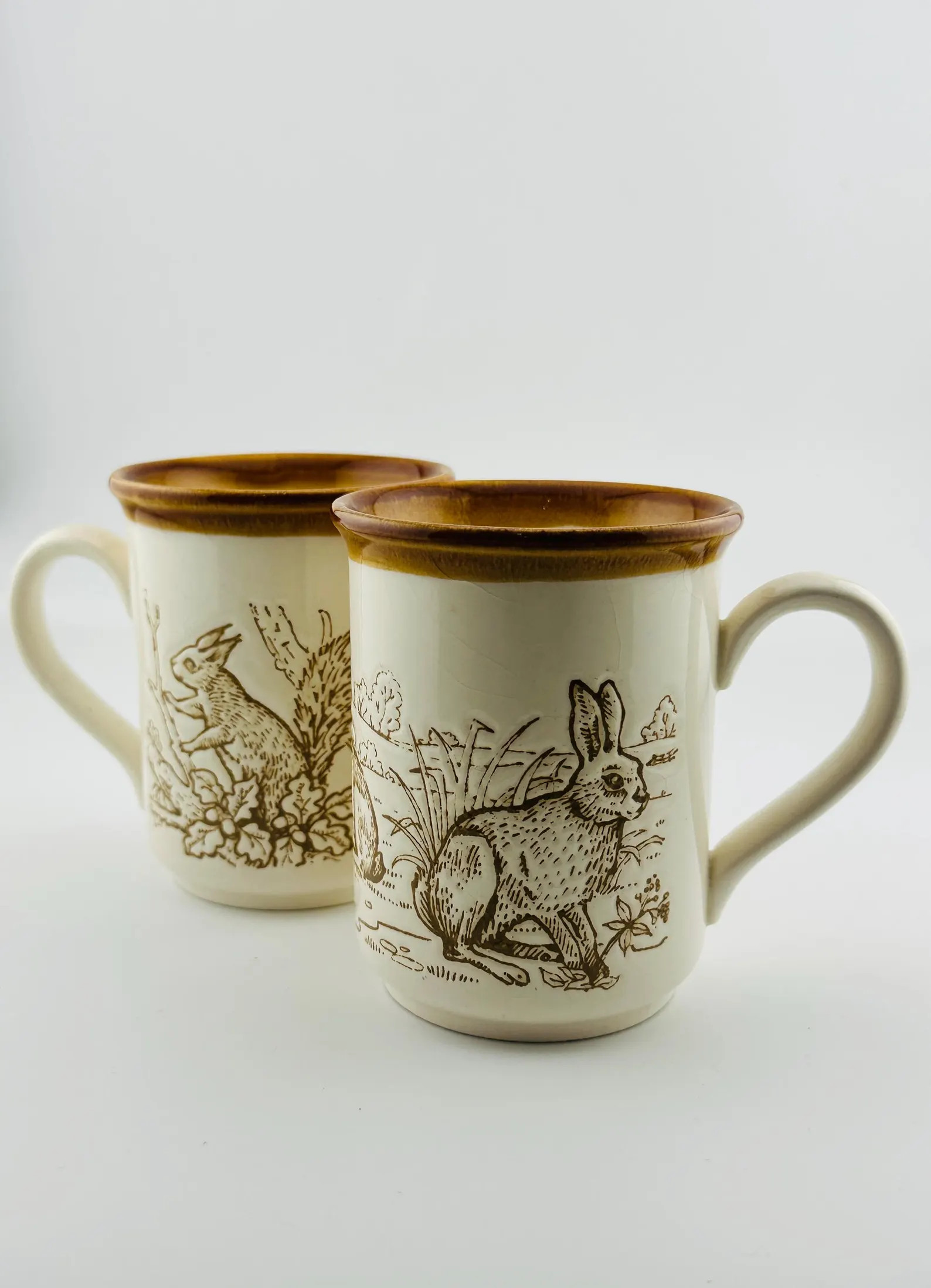 Vintage Biltons Squirrels in Tree & Rabbit Embossed Beige and Brown Stoneware Mug Coloroll Made i... | Etsy (Global)