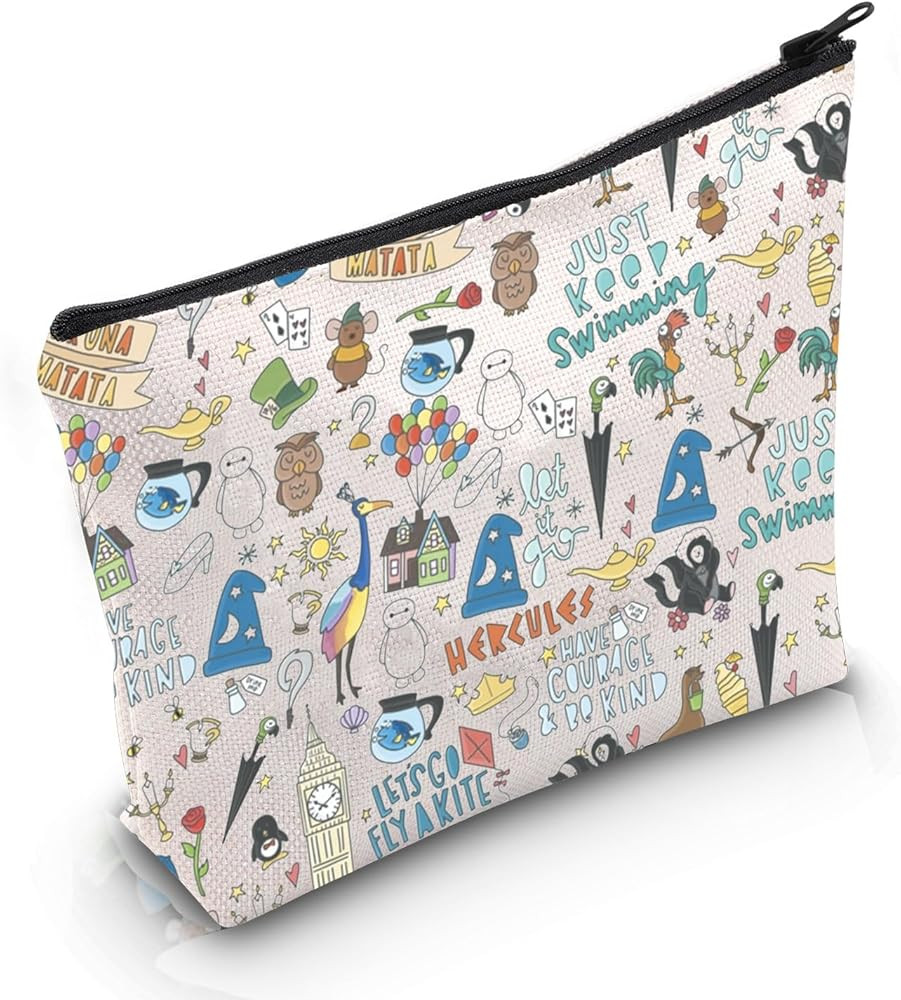POFULL Magic Kingdom Gift Movie Characters Collage Cosmetic Bag Fairy Tales Gift for Women | Amazon (US)