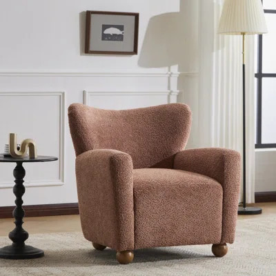Alonzo Upholstered Club Chair with Round Wooden Legs | Wayfair North America