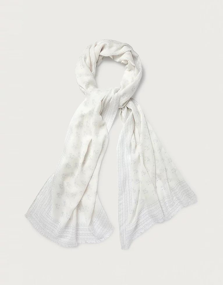 Modal-Wool Ditsy Floral Border Scarf | The White Company (UK)