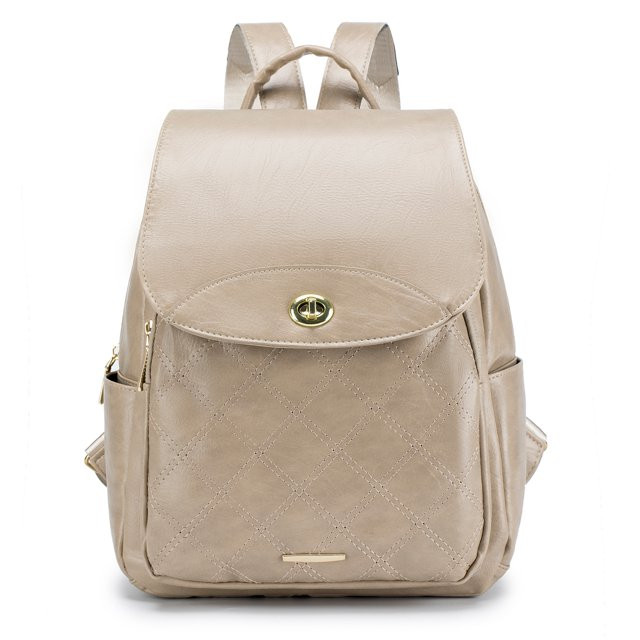 BAGZY Women Backpack Small Travel Backpack Leather Rucksack Bag Anti-Theft Beige Mini Casual Dayp... | Walmart (US)