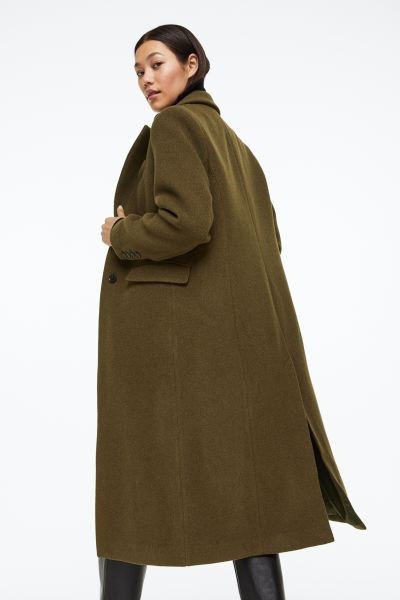 Wool-blend coat - Dark olive green - Ladies | H&M GB | H&M (UK, MY, IN, SG, PH, TW, HK)