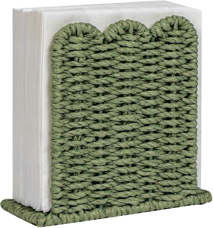 CubesLand Scalloped Edge Napkin Holder for Table Home Rustic Room Decor, Standing Paper Rope Napk... | Amazon (US)