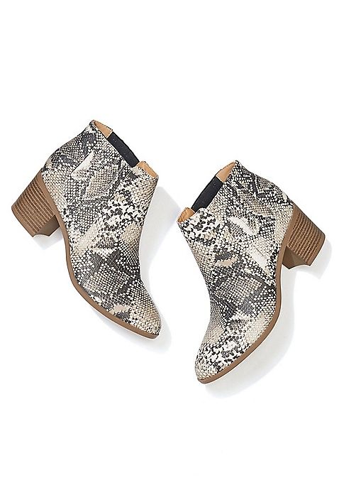 Ruby snakeskin slip on ankle bootie | Maurices