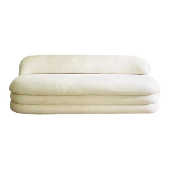 Vladimir Kagan 1970's for Directional Crescent Sofa in White Linen Fabric Style 4770 K | Chairish