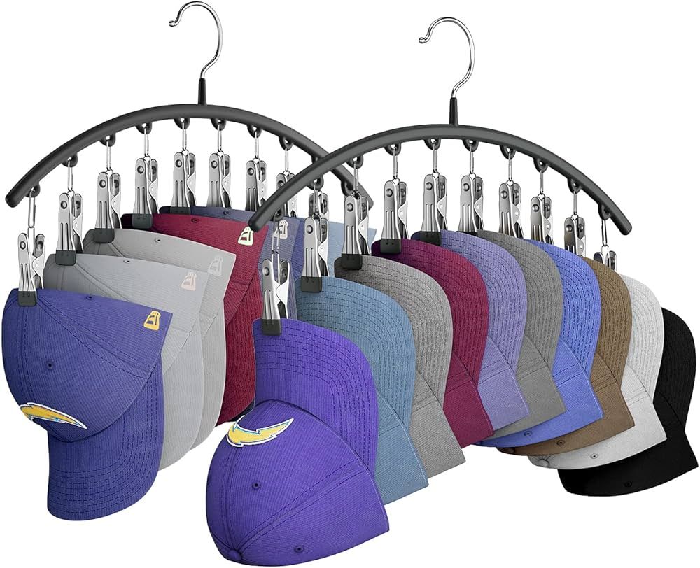 Yecuip Hat Hangers for Closet, Metal Hat Organizer Racks for Baseball Caps 2 Pack Door Hat Racks ... | Amazon (US)