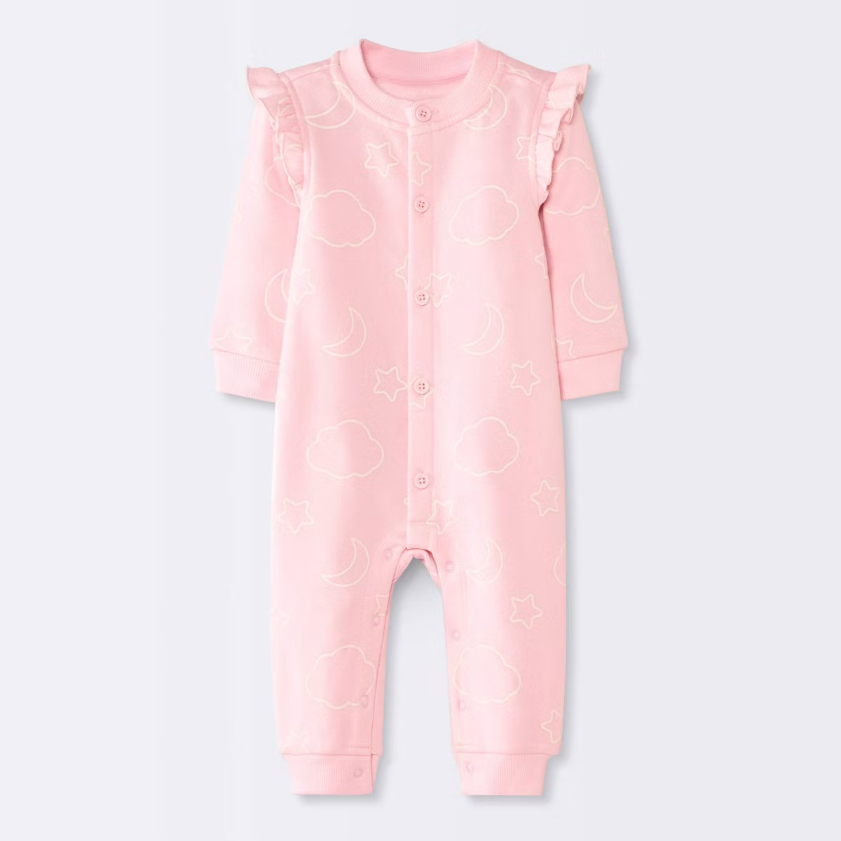 Baby Girls' Moon and Stars Fleece Romper - Cloud Island™ Pink | Target