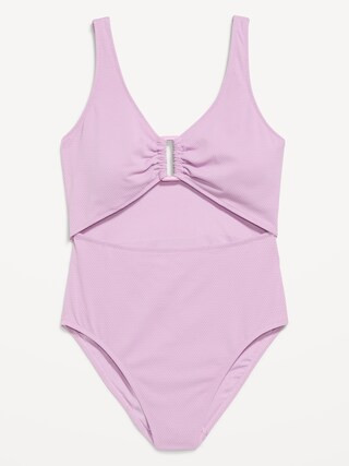 Textured One-Piece Cut-Out Swimsuit | Old Navy (US)