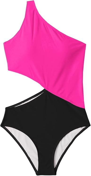 SweatyRocks Women's Bathing Suits One Shoulder Cutout One Piece Swimsuit Swimwear Monokini | Amazon (US)