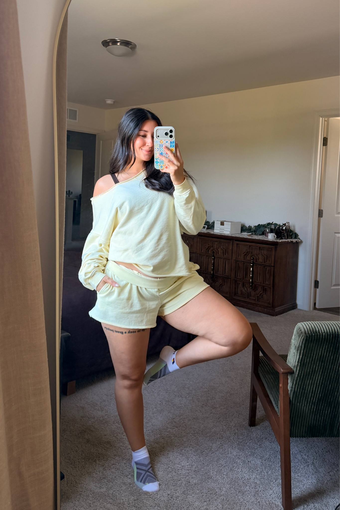 bump friendly + comfy set from @Aerie + @forme arch support socks! 

Height: 5’ 4” 
Size: Mediums in everything! 

#LTKBump #LTKootd