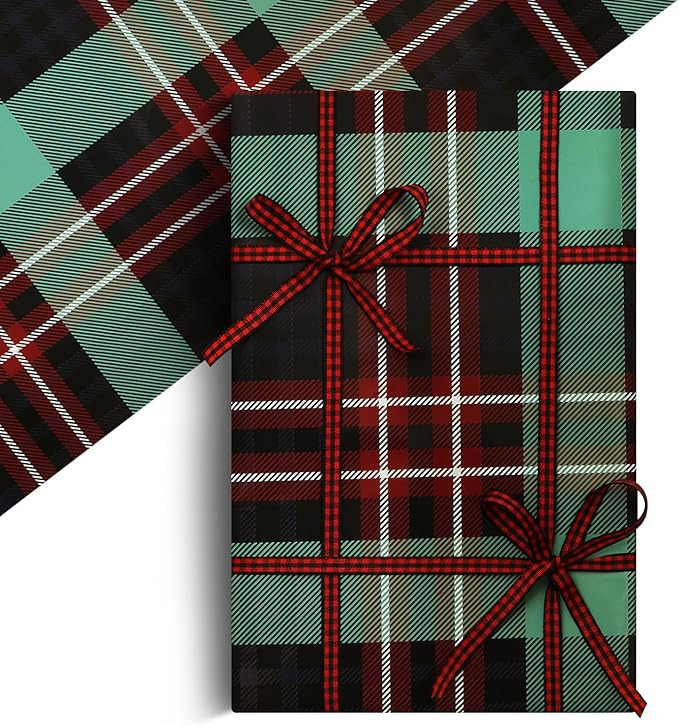 Boerni Buffalo Plaid Wrapping Paper, Black and Red Tartan Plaid Design Christmas Gift Wrap Papers... | Amazon (US)