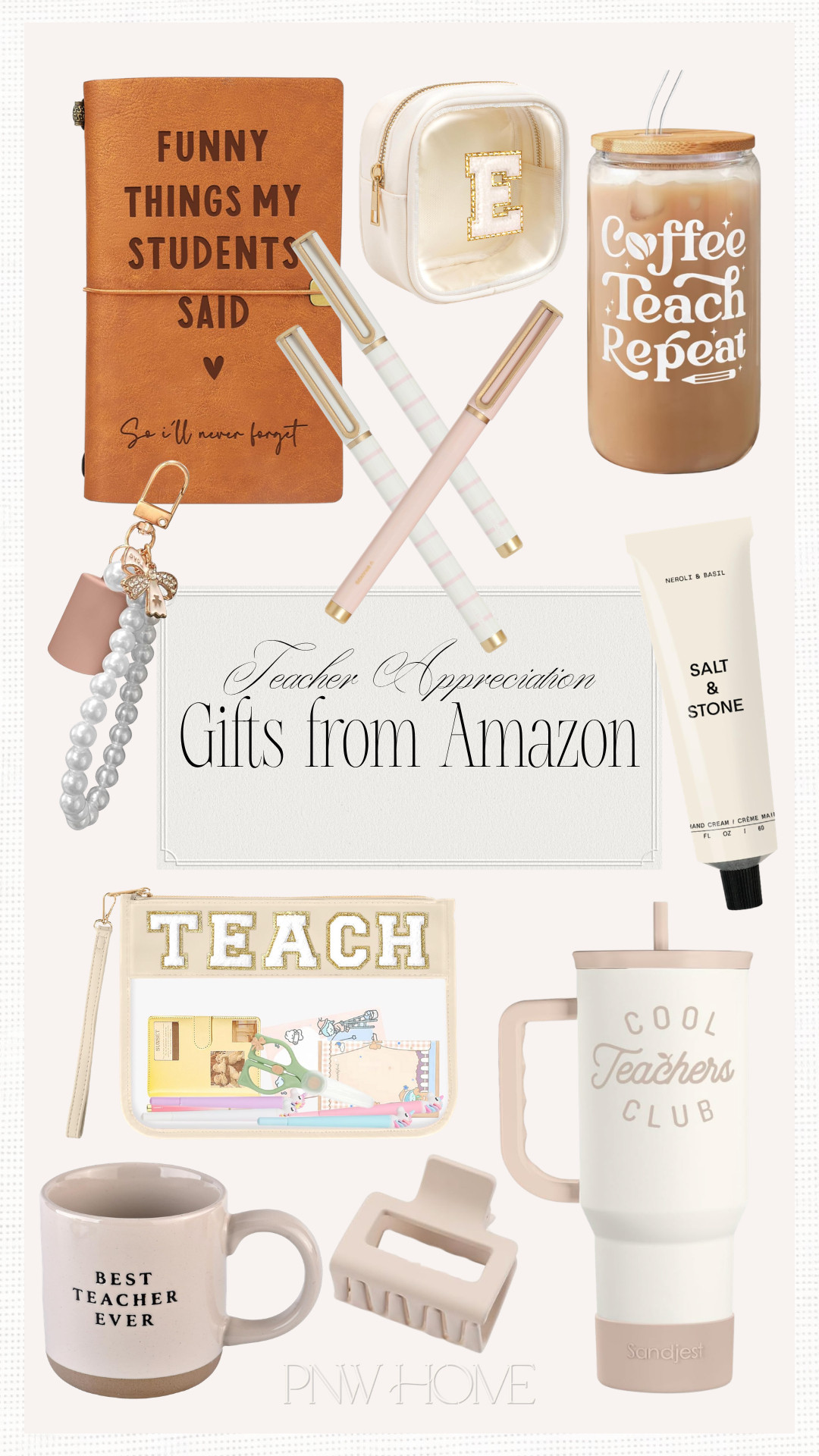 Celebrate your kids' educators with these teacher appreciation gifts from Amazon!

gifts for teachers, teacher gifts, coffee mug, best teacher ever, coffee tumbler, water tumbler, water bottle, notepad, pens, office supplies, small pouch, storage pouch, storage bags, claw clip, jaw clip, keychain, lip gloss holder, hand cream, gifts for her


 

 #LTKmomlife #LTKSeasonal #LTKKids