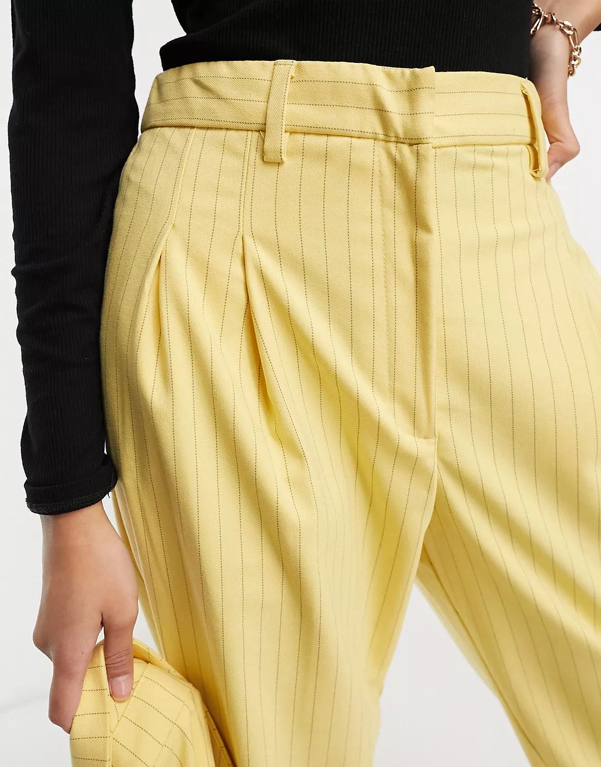 Monki tapered pants in yellow pinstripe - part of a set | ASOS (Global)