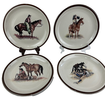 Montana Lifestyles Cowboy Reflections Set of 4 Dinner Plates HTF | eBay US