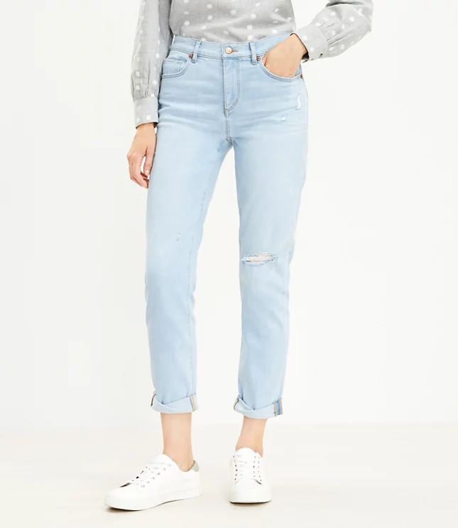 Super Soft Girlfriend Jeans in Super Light Indigo Wash | LOFT