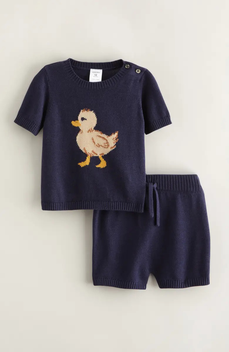 Nordstrom Icon Short Sleeve Cotton Blend Sweater & Shorts Set | Nordstrom | Nordstrom