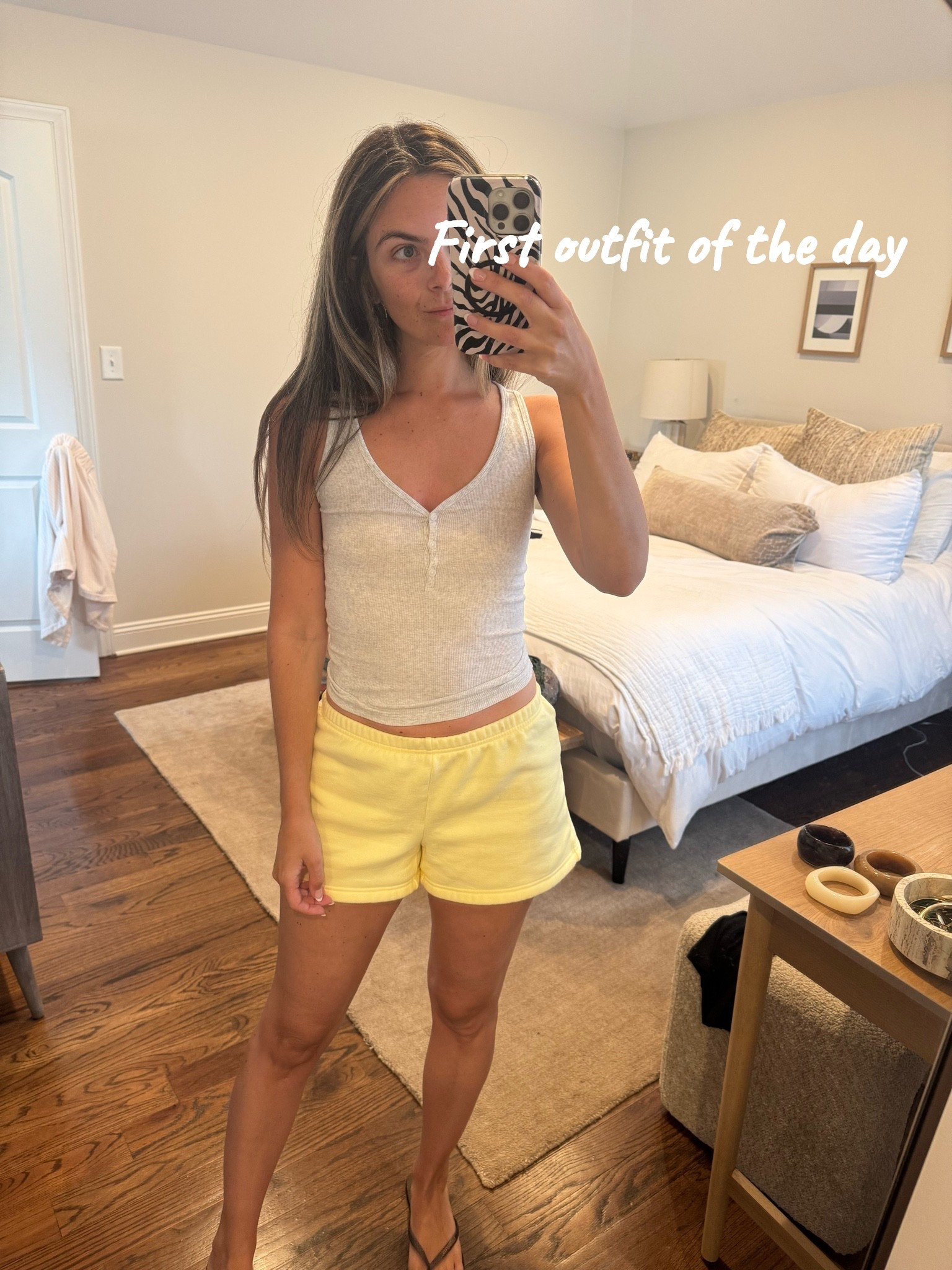 Happy Thursday ☀️ here’s my ootd this morning!!! @Aritzia basics are my fave and these yellow shorts have been on repeat 🔁 

#aritzia #aritziasale

Summer outfits, summer styles, SAHM ootd, mom ootd, loungewear, aritzia , aritzia sale, closet staples

#LTKootd #LTKdayinmylife #LTKmomlife