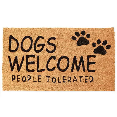 Coco Welcome Door Mat for Outside, Indoor Outdoor Coir Front Doormat, Dogs Welcome People Tolerat... | Target