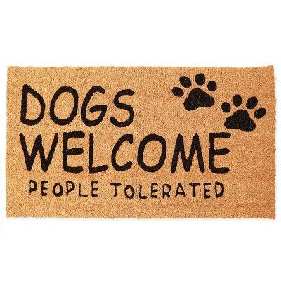 Coco Welcome Door Mat for Outside, Indoor Outdoor Coir Front Doormat, Dogs Welcome People Tolerat... | Target