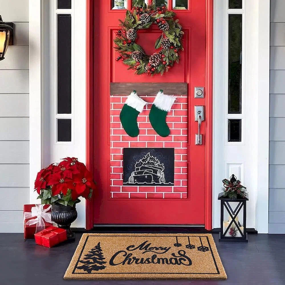 Christmas Door Mat Outdoor Welcome Mat For Front Door, Merry Christmas Doormat With Non-Slip PVC ... | Wayfair North America