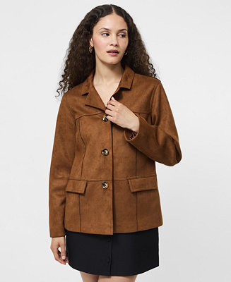French Connection Women's Faux-Suede Long Sleeve Jacket - Macy's | Macy's
