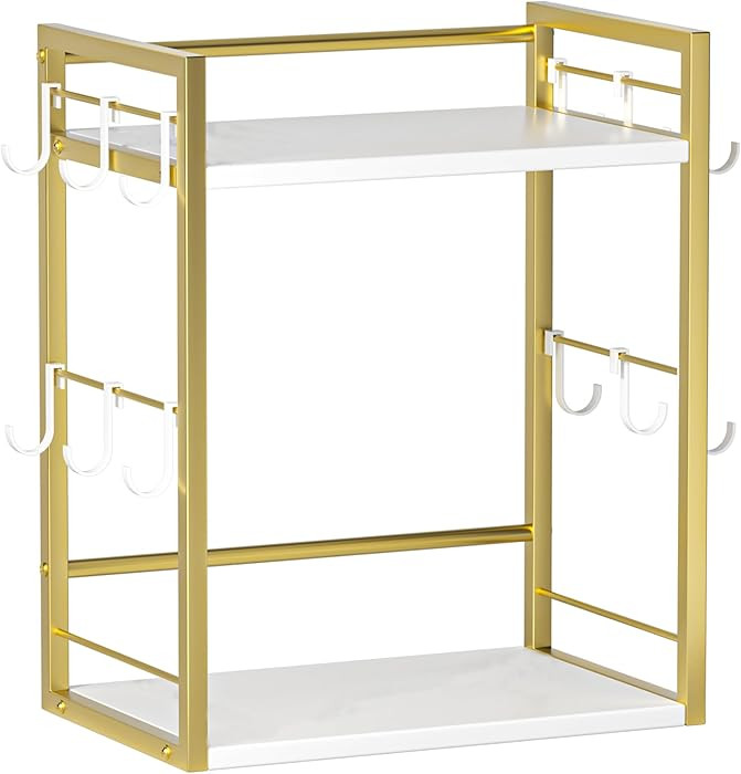 Dorhors Accesorios y organizador de barra de café de 2 niveles, soporte multifuncional para taza... | Amazon (US)