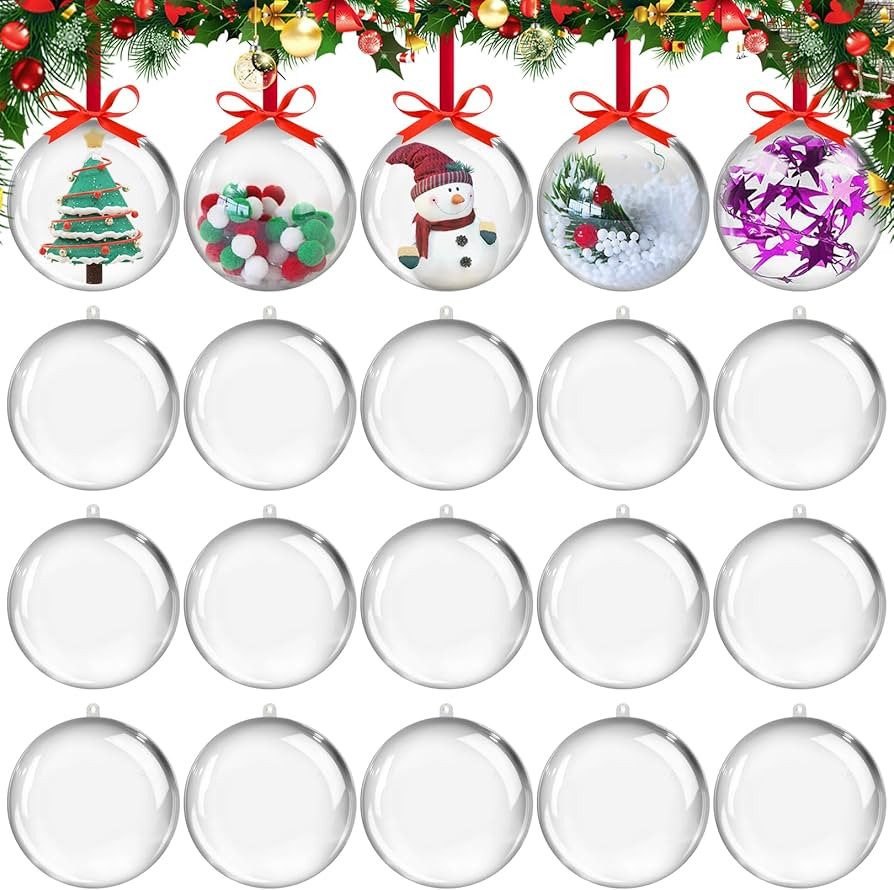 20PCS Christmas Ornaments,5CM Clear Plastic Ornaments Balls,Clear Christmas Ornament for Crafts,A... | Amazon (US)